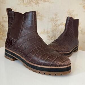 Madewell The Ivy Chelsea Boot Brown Croc Leather Lug Sole Womens Size 8.5 US